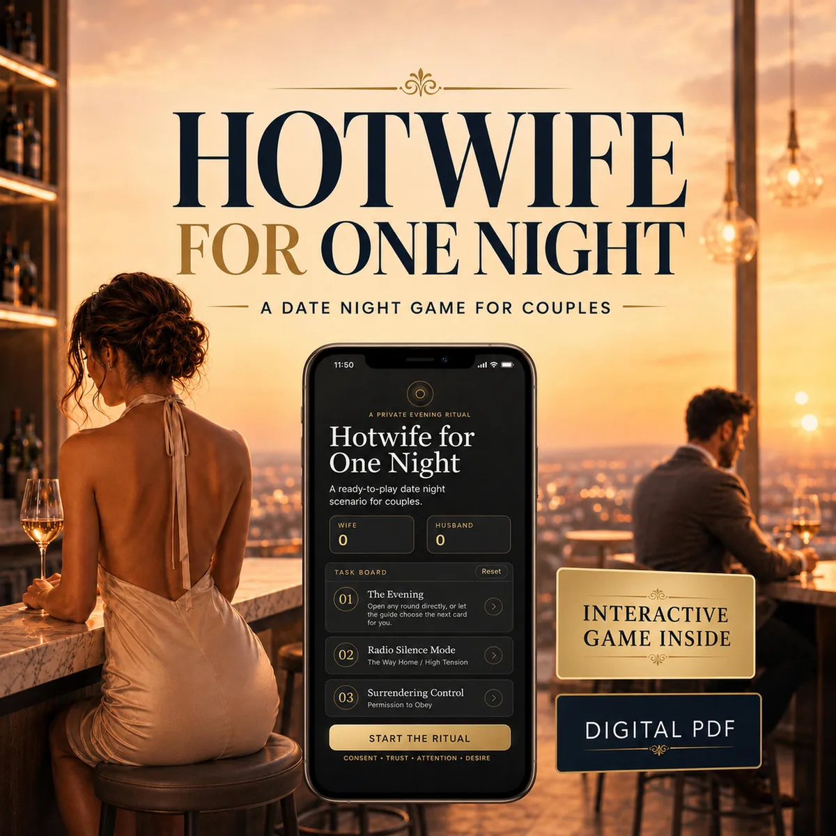 Hotwife Game tasks for Couples, Interactive PDF Date Night Scenario, Roleplay Guide, Hotwife Dares image 1